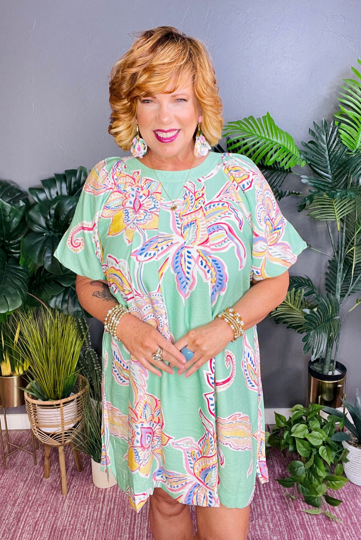Ready Or Not Boho Sage Floral Dress - DR221SG