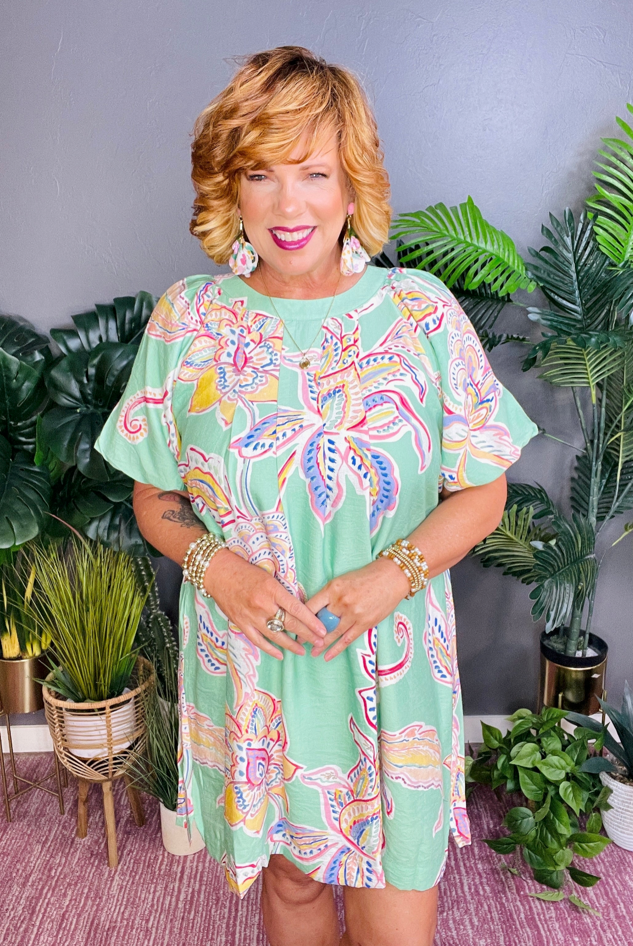 Ready Or Not Boho Sage Floral Dress - DR221SG