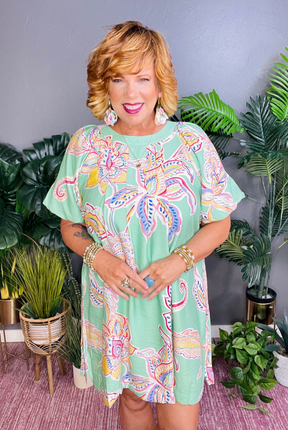 Ready Or Not Boho Sage Floral Dress - DR221SG