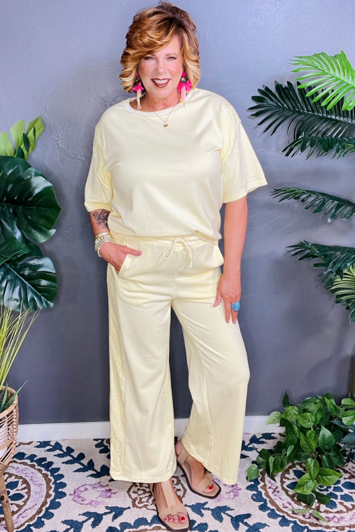 This Is It Yellow Cream Top And Pant Set - SET087YE