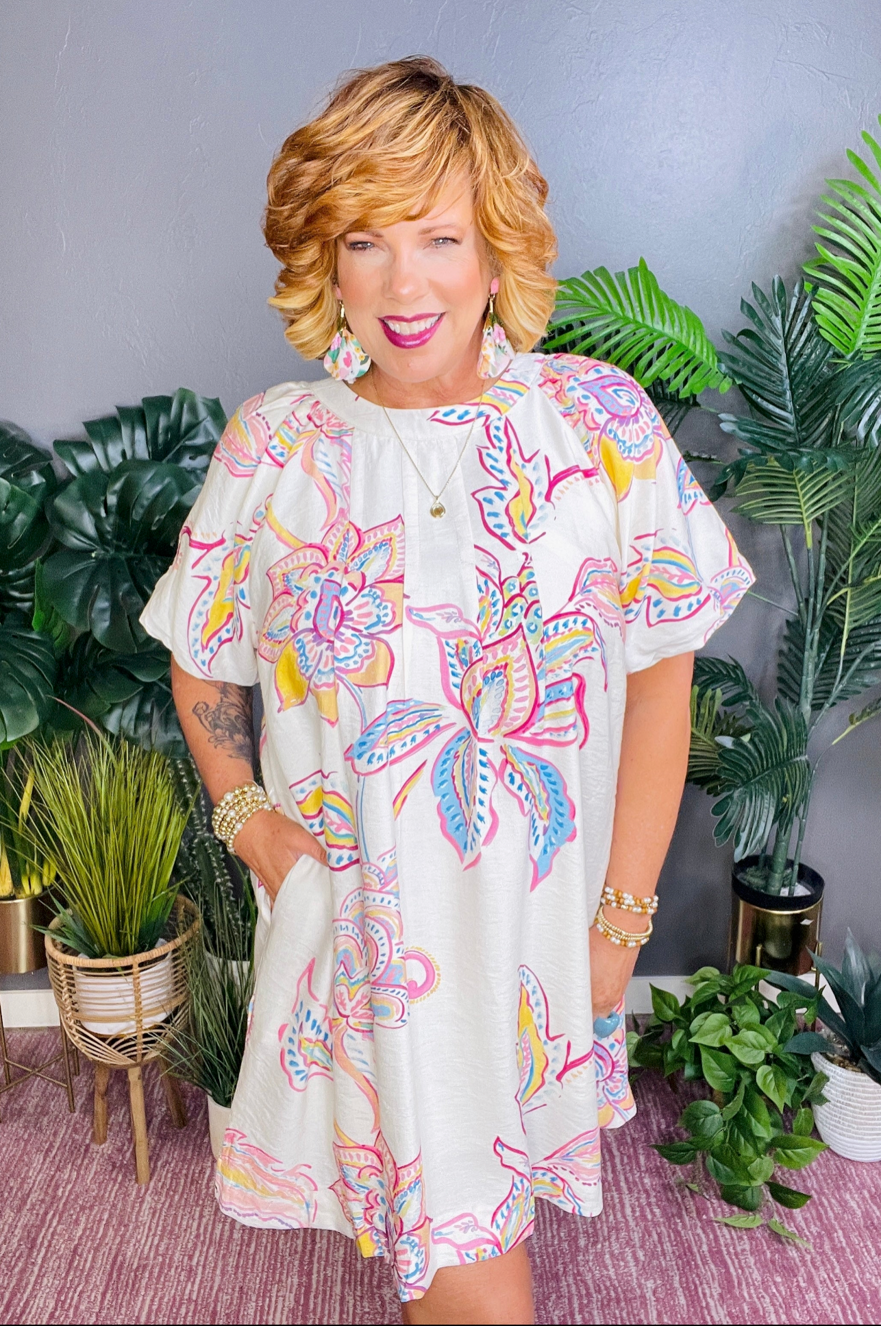 Ready Or Not Boho Off White Floral Dress - DR222OW