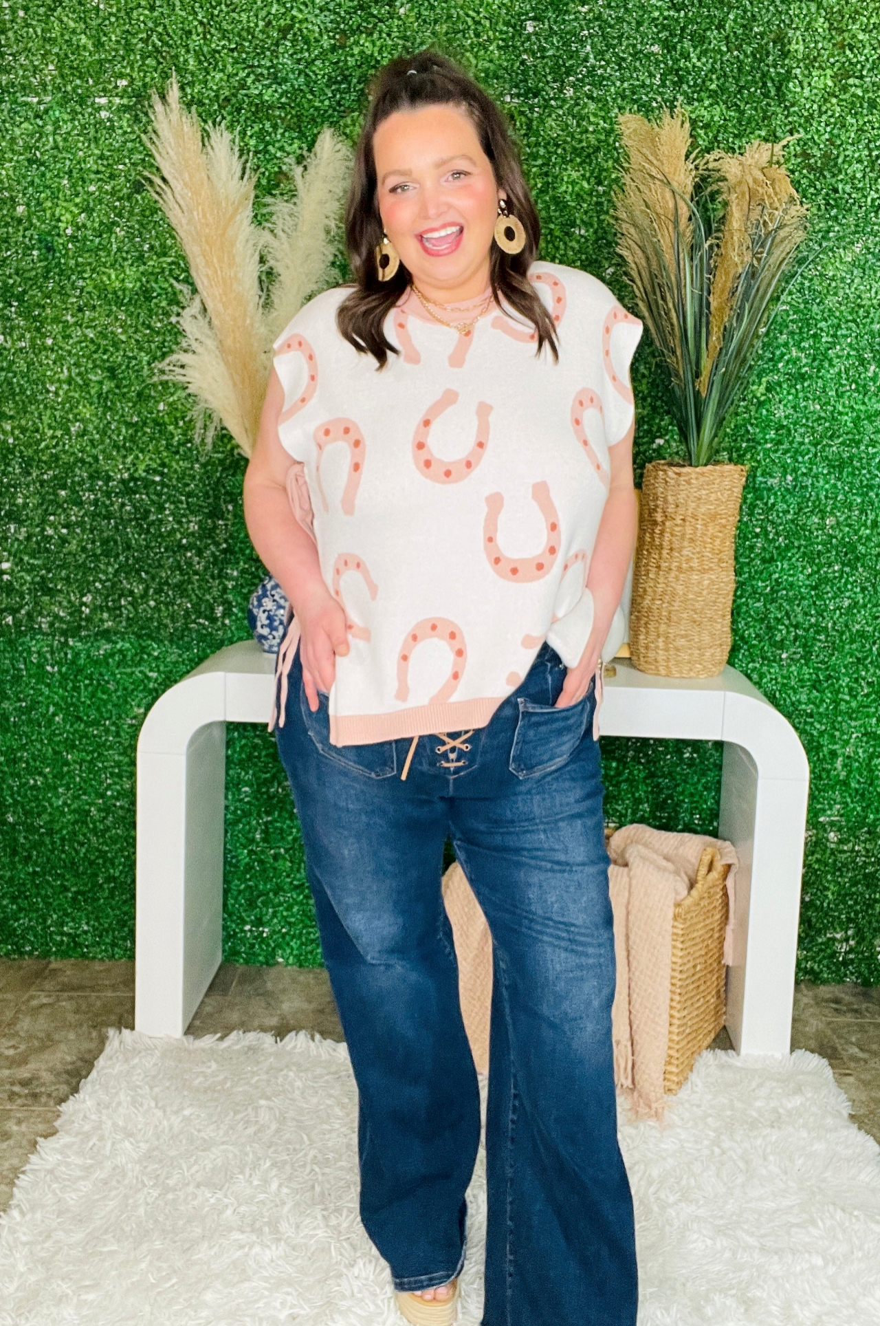 Take Your Turn Horse Shoe Knit Top - S788BG