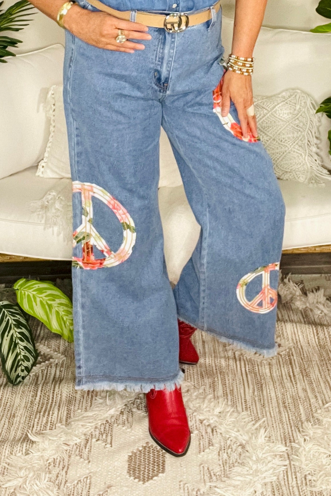 Peace Love And Denim Wide Leg Jeans - J075DN
