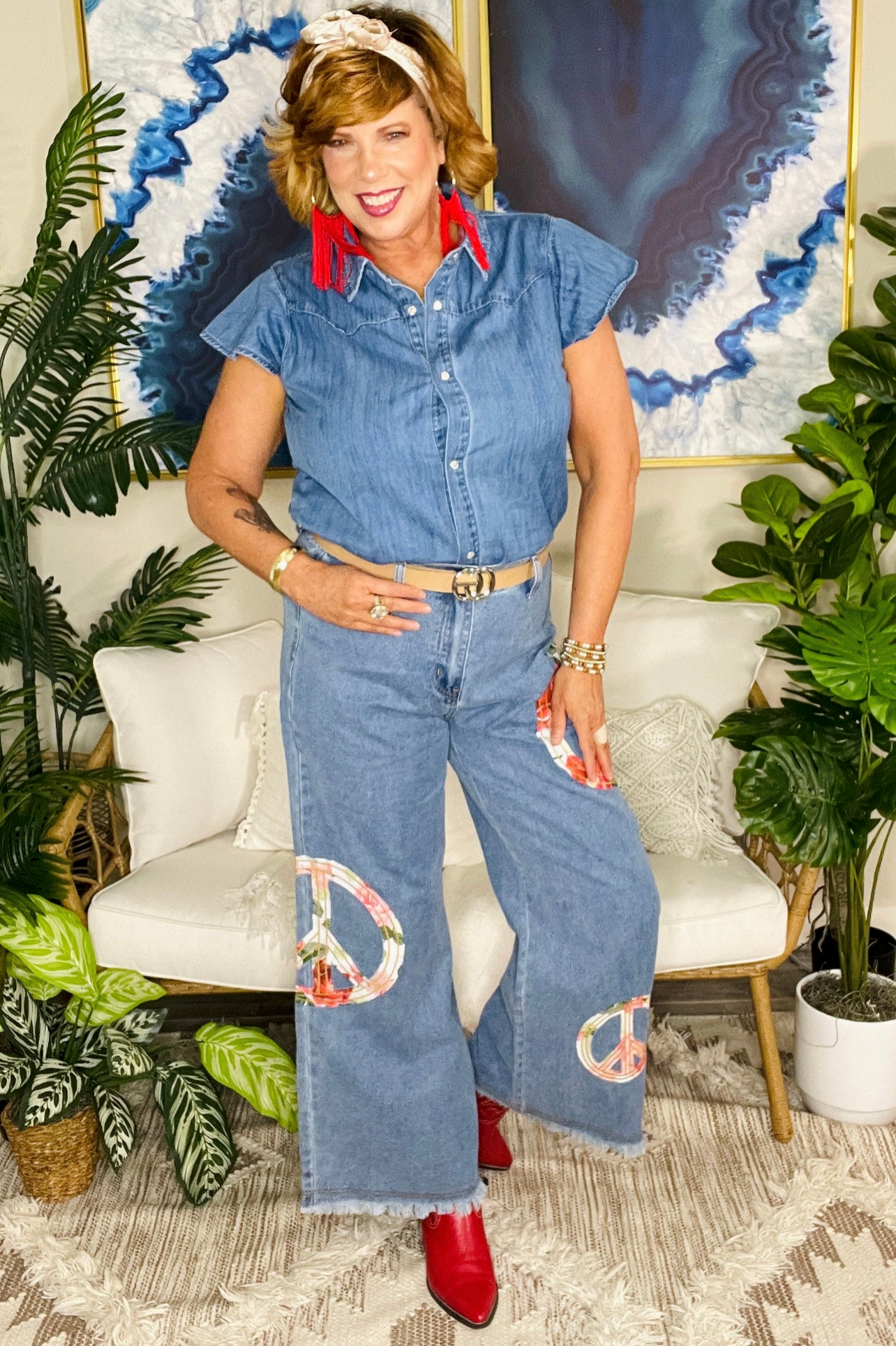 Peace Love And Denim Wide Leg Jeans - J075DN