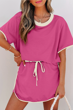 Taking It Easy Turquoise Colorblock Top and Skort Set - SET096RR