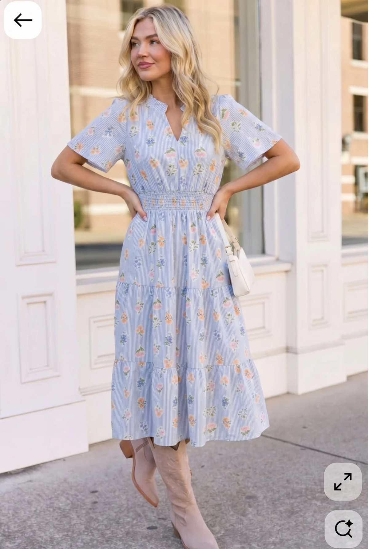 Flutter Into Late Summer Sweet Striped Floral Midi