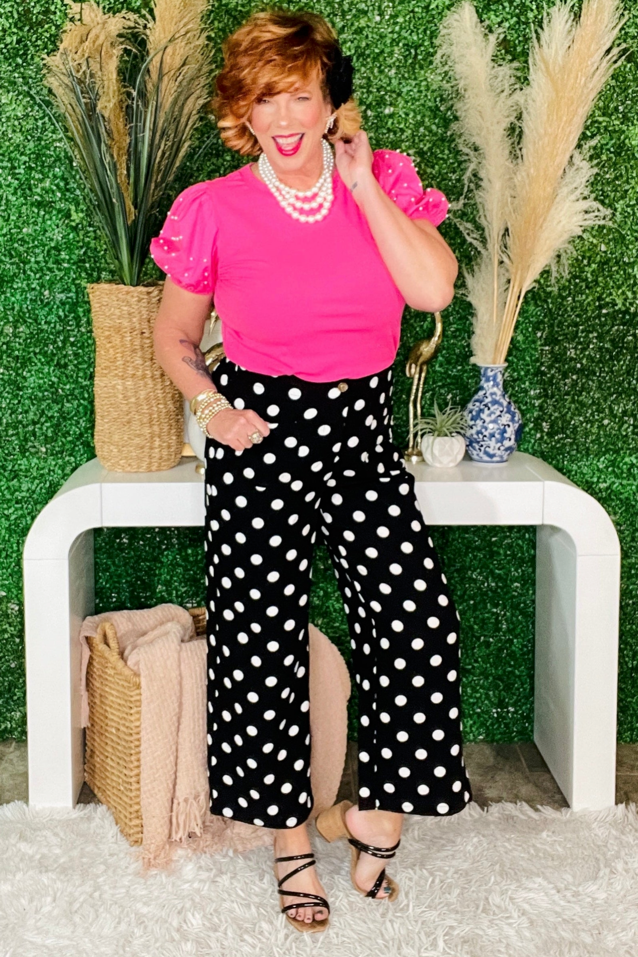 Dots On Repeat Black Pants - P131BK
