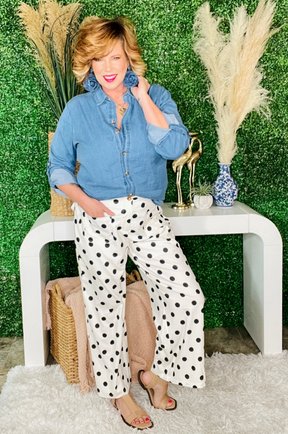 Dots On Repeat White Pants - P132WH