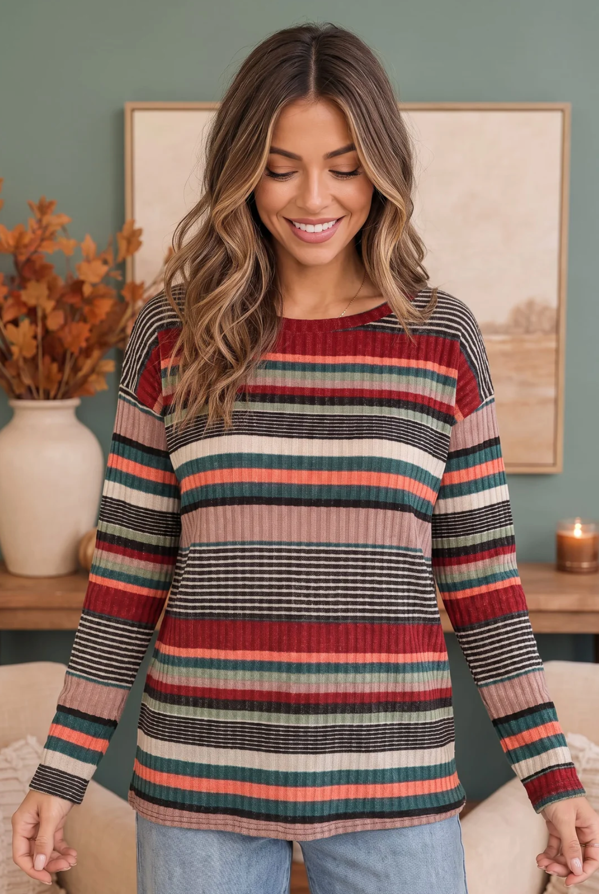 Keeping Busy Ribbed Long Sleeve Top