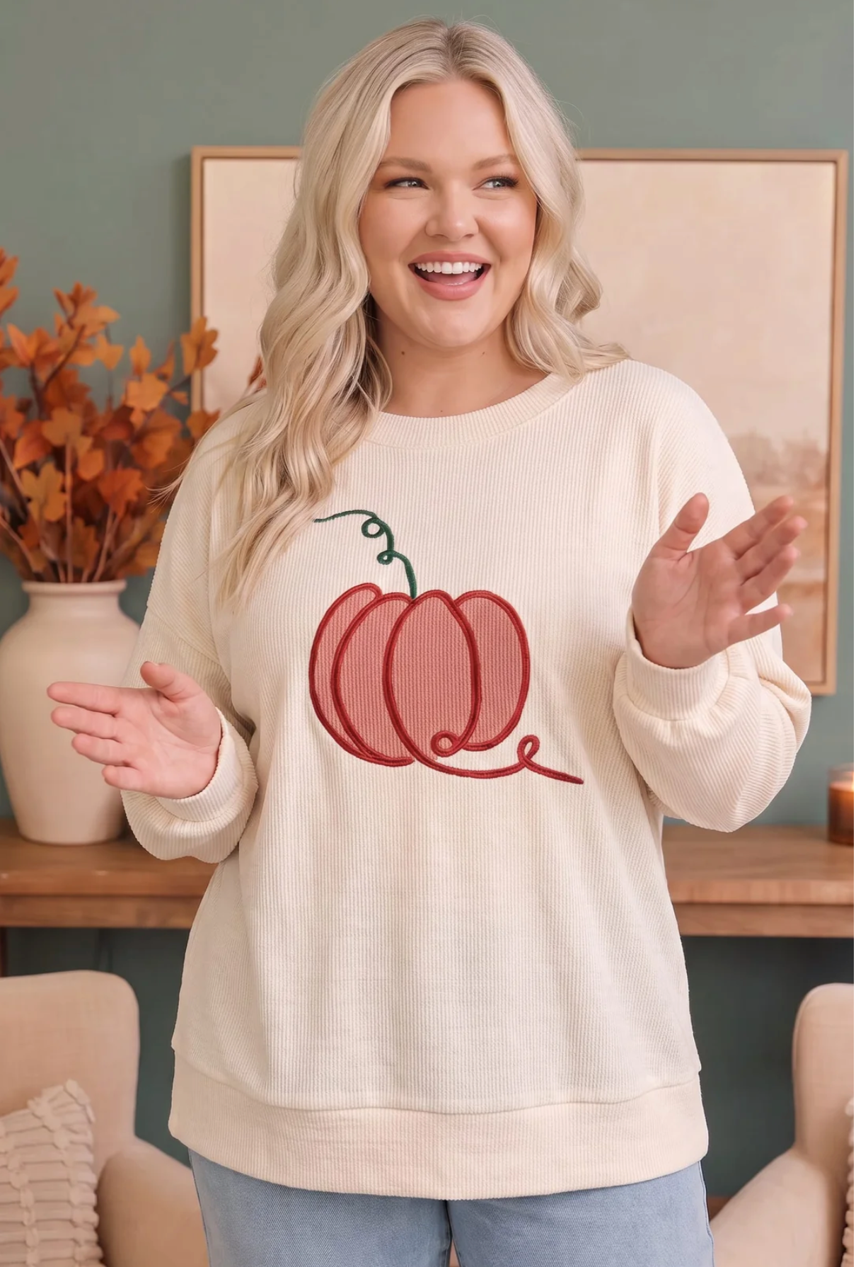 Pumpkin Patch Corded Sweatshirt
