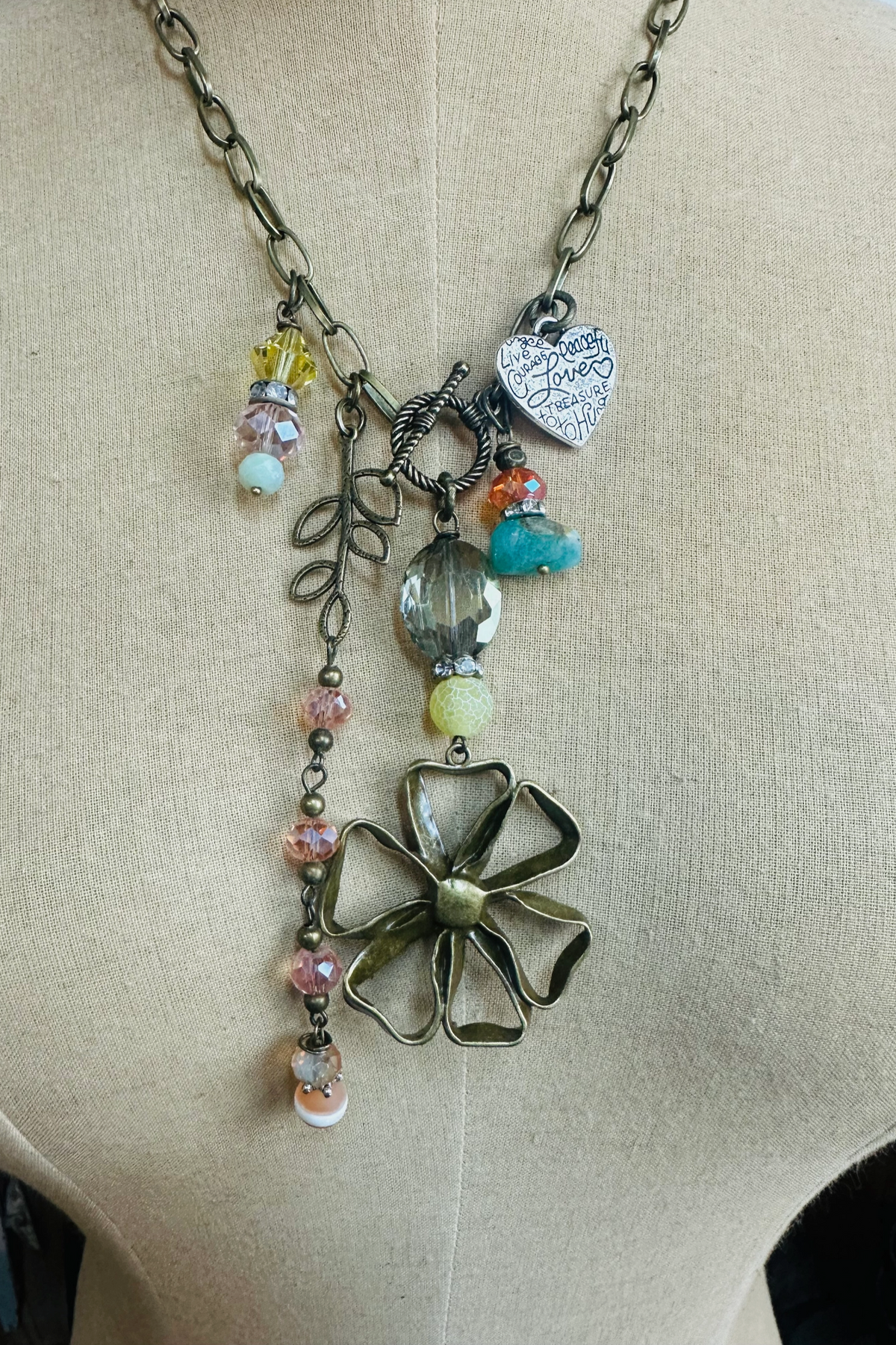 Boho Flower Necklace Charm Necklace - N159FLWR