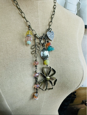 Boho Flower Necklace Charm Necklace - N159FLWR