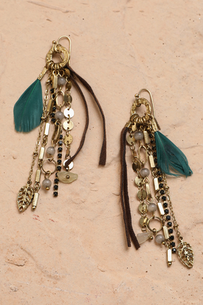 Feather Dangle Earrings - E113GO