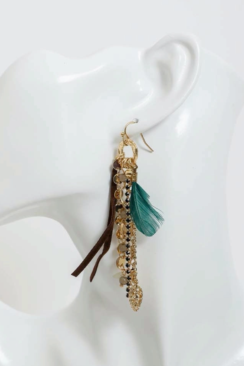 Feather Dangle Earrings - E113GO