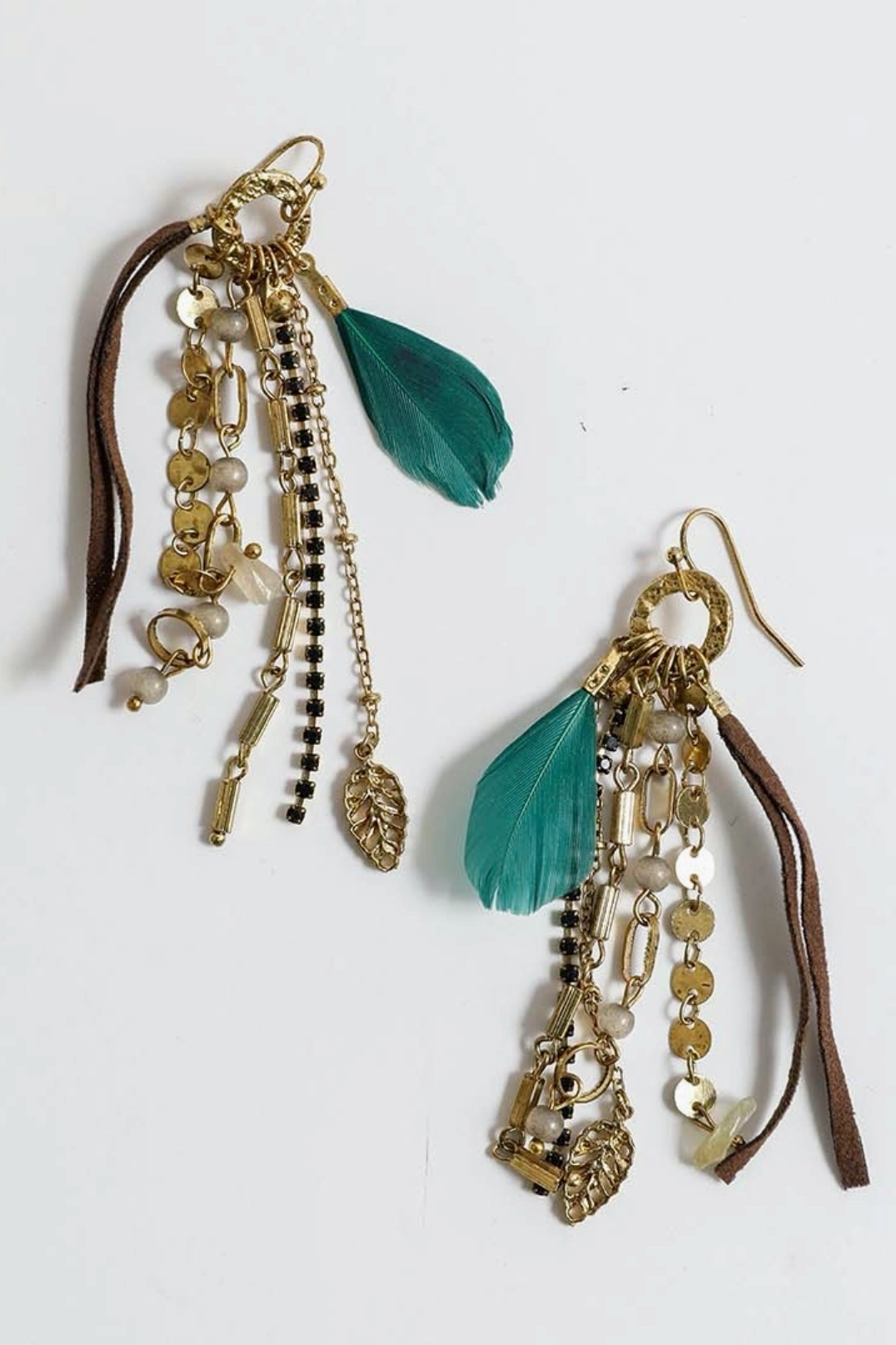 Feather Dangle Earrings - E113GO