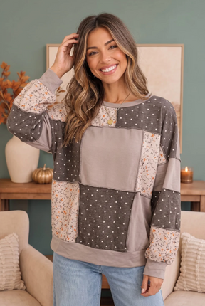 Thankful for Mixed Print Sweatshirt