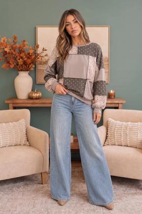 Thankful for Mixed Print Sweatshirt