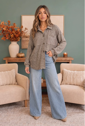 Cozy Knit Shacket in Warm Mocha