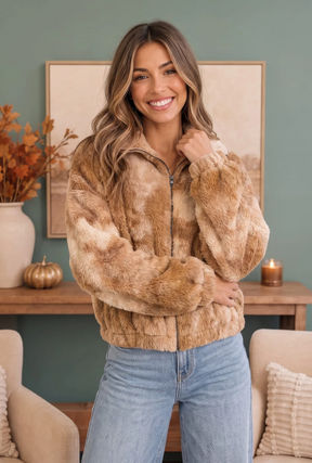 Homecoming Faux Fur Zip Up Jacket