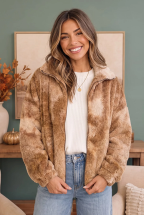 Homecoming Faux Fur Zip Up Jacket
