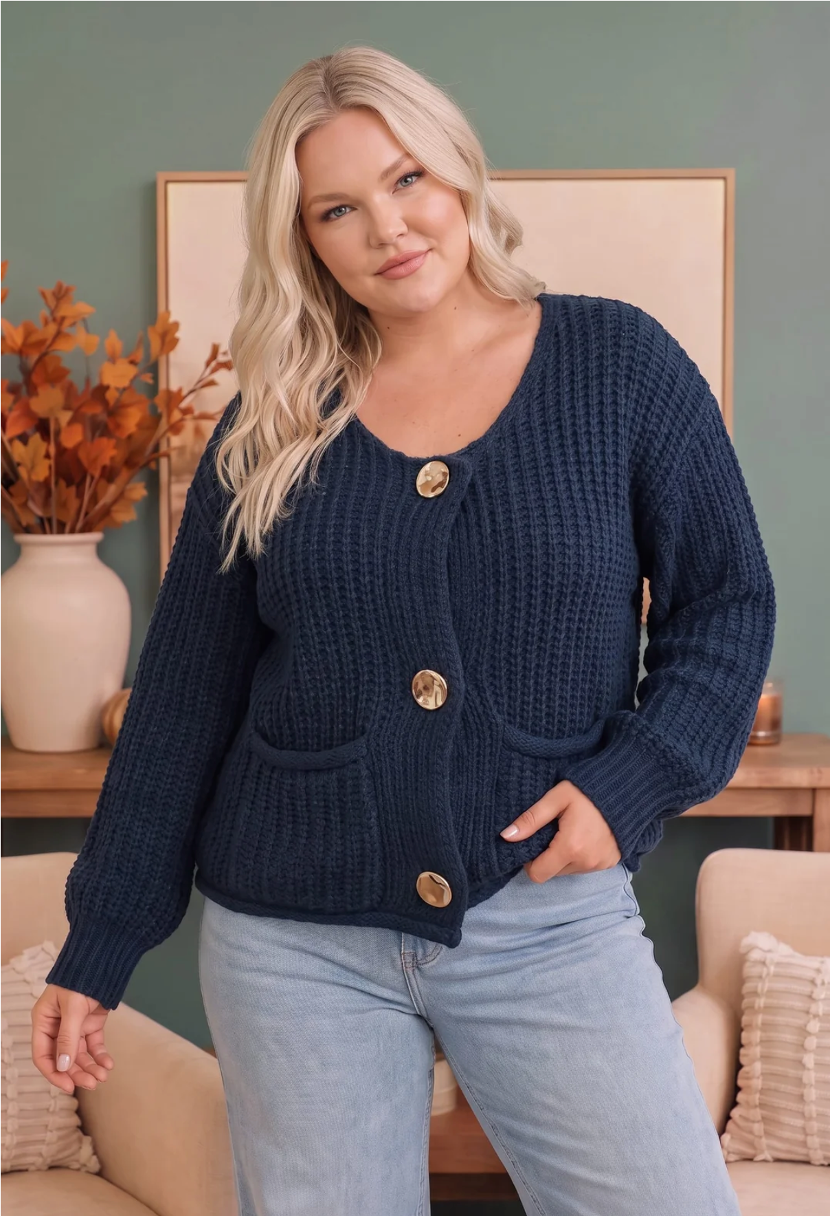 Cozy Afternoons Navy Cardigan