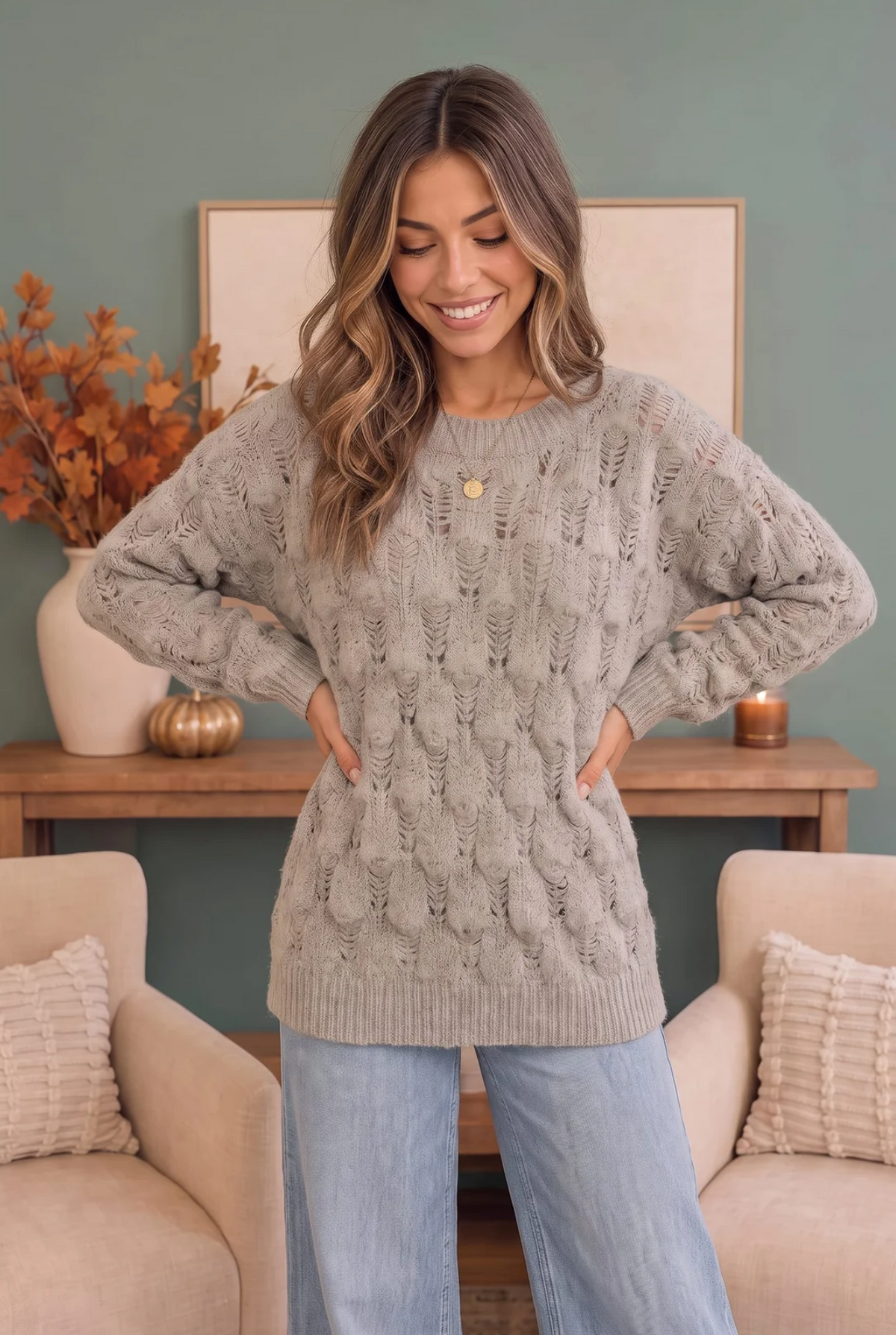 Family Dinner Pointelle Oversized Sweater