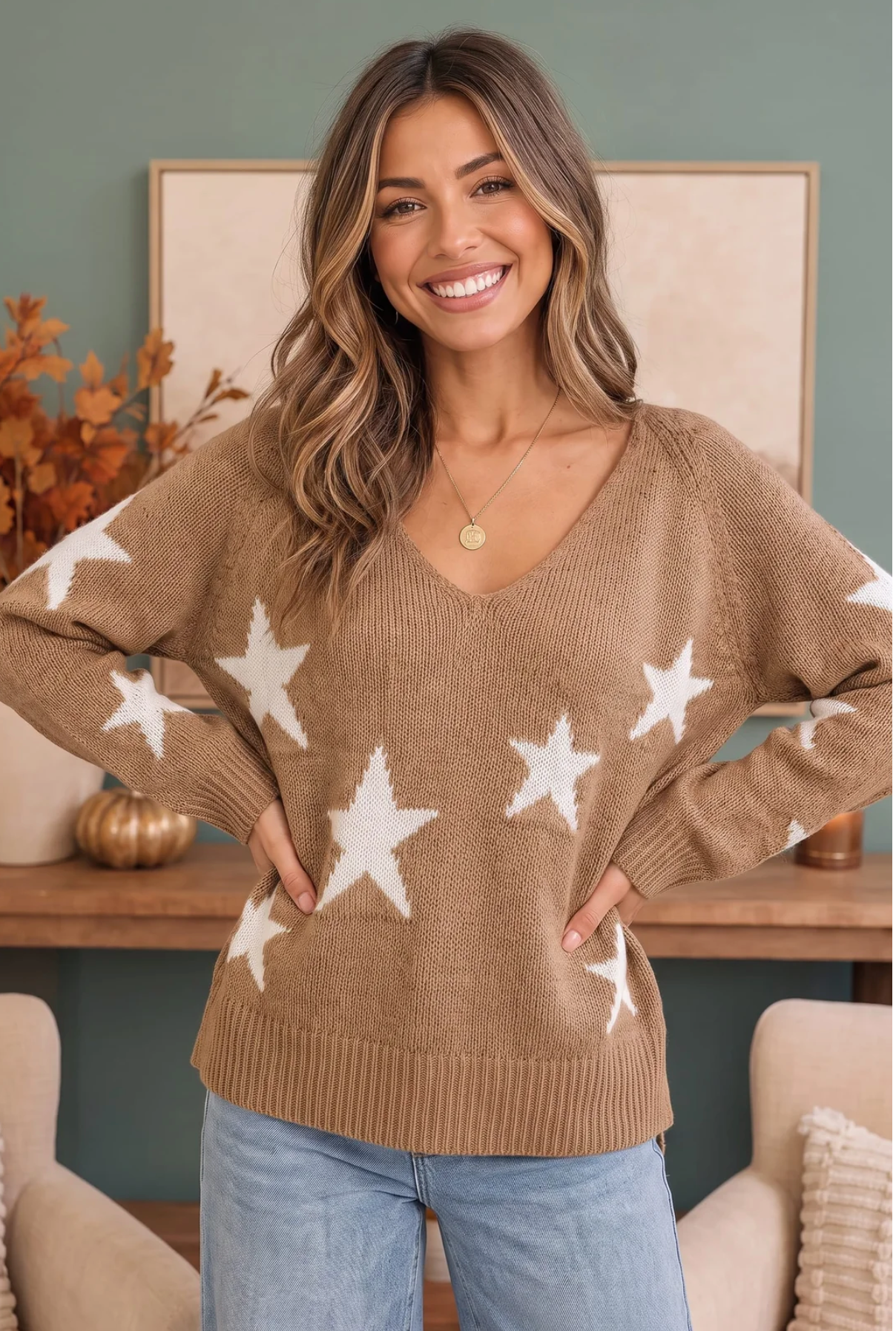 Reach For The Stars V Neck Sweater