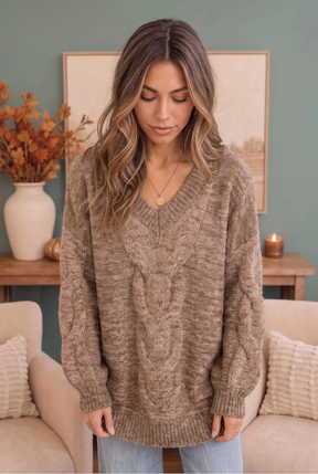 Friday Night Lights Cable Knit V-Neck Sweater