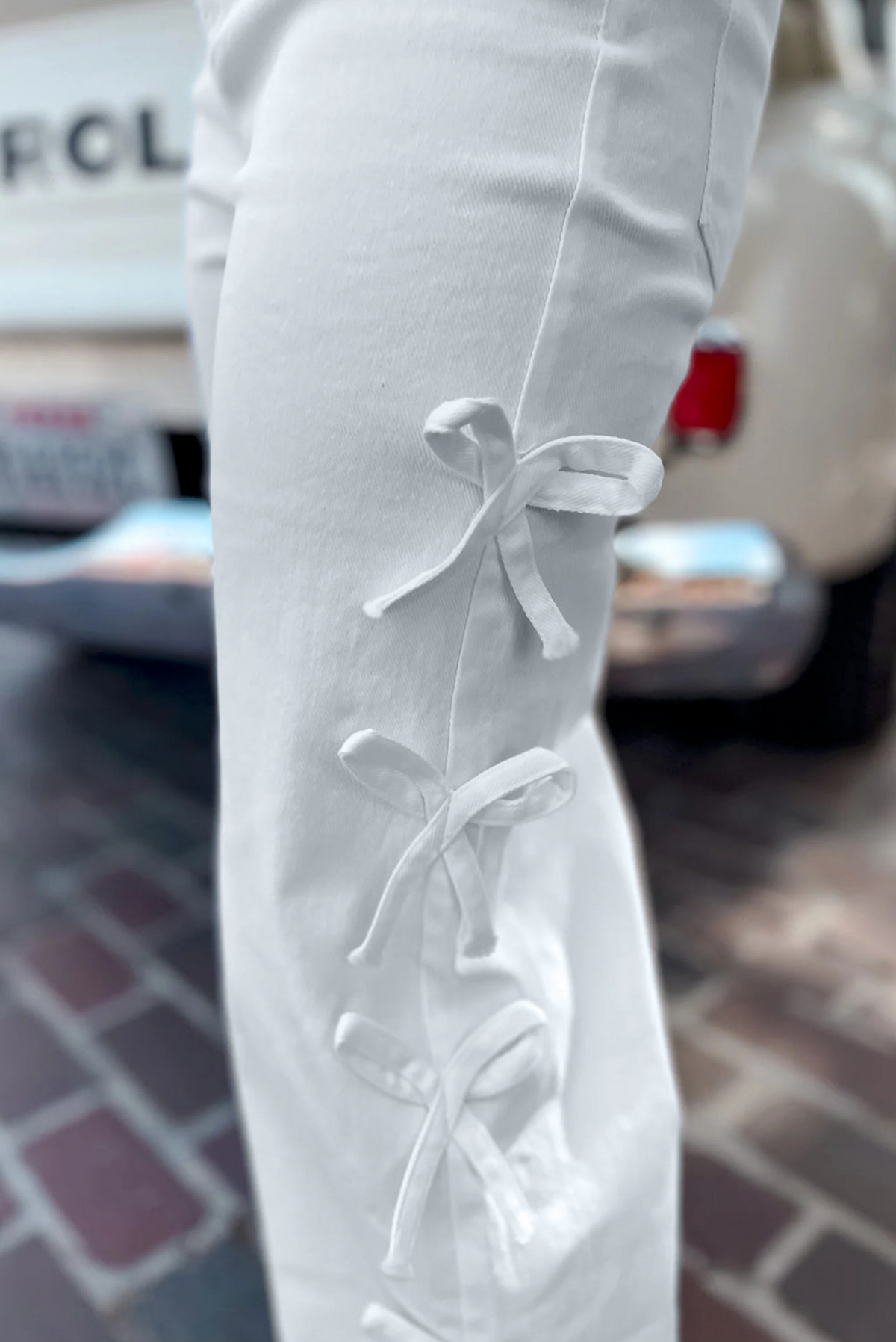 Details Are In The Bow White Jeans - J091WH