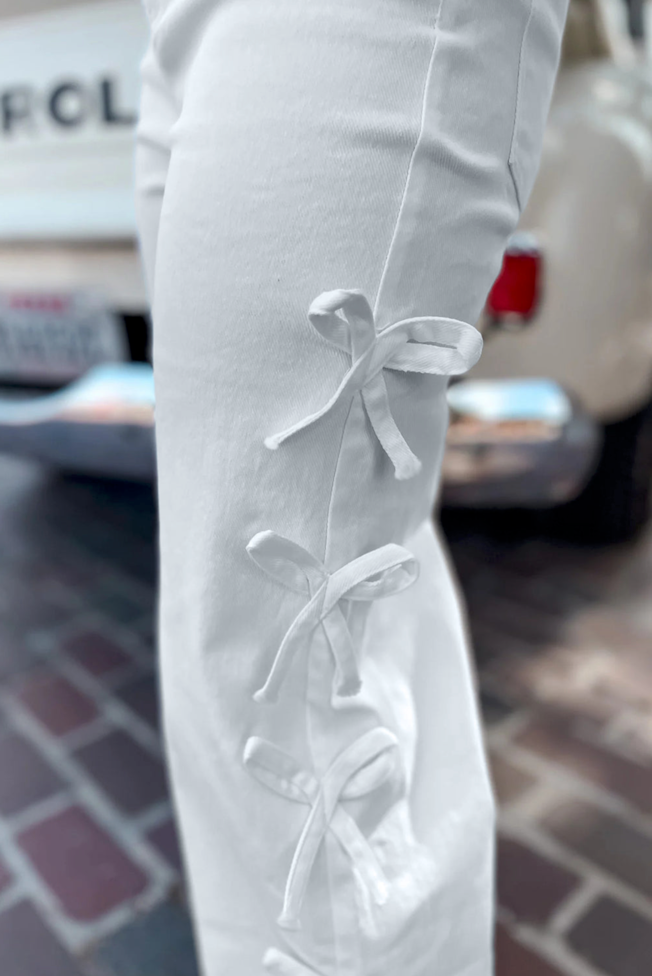 Details Are In The Bow White Jeans - J091WH