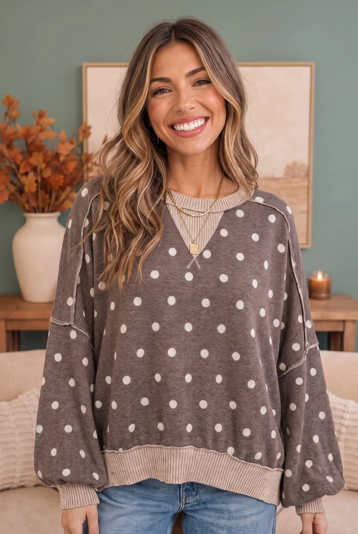 Connect the Dots Oversized Pullover Sweater Top