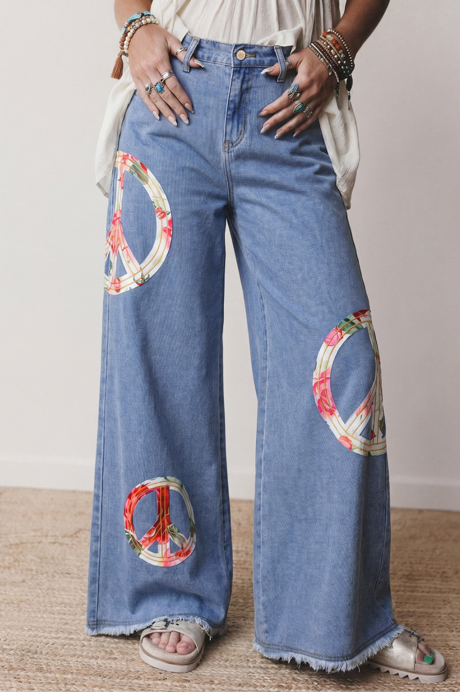 Peace Love And Denim Wide Leg Jeans