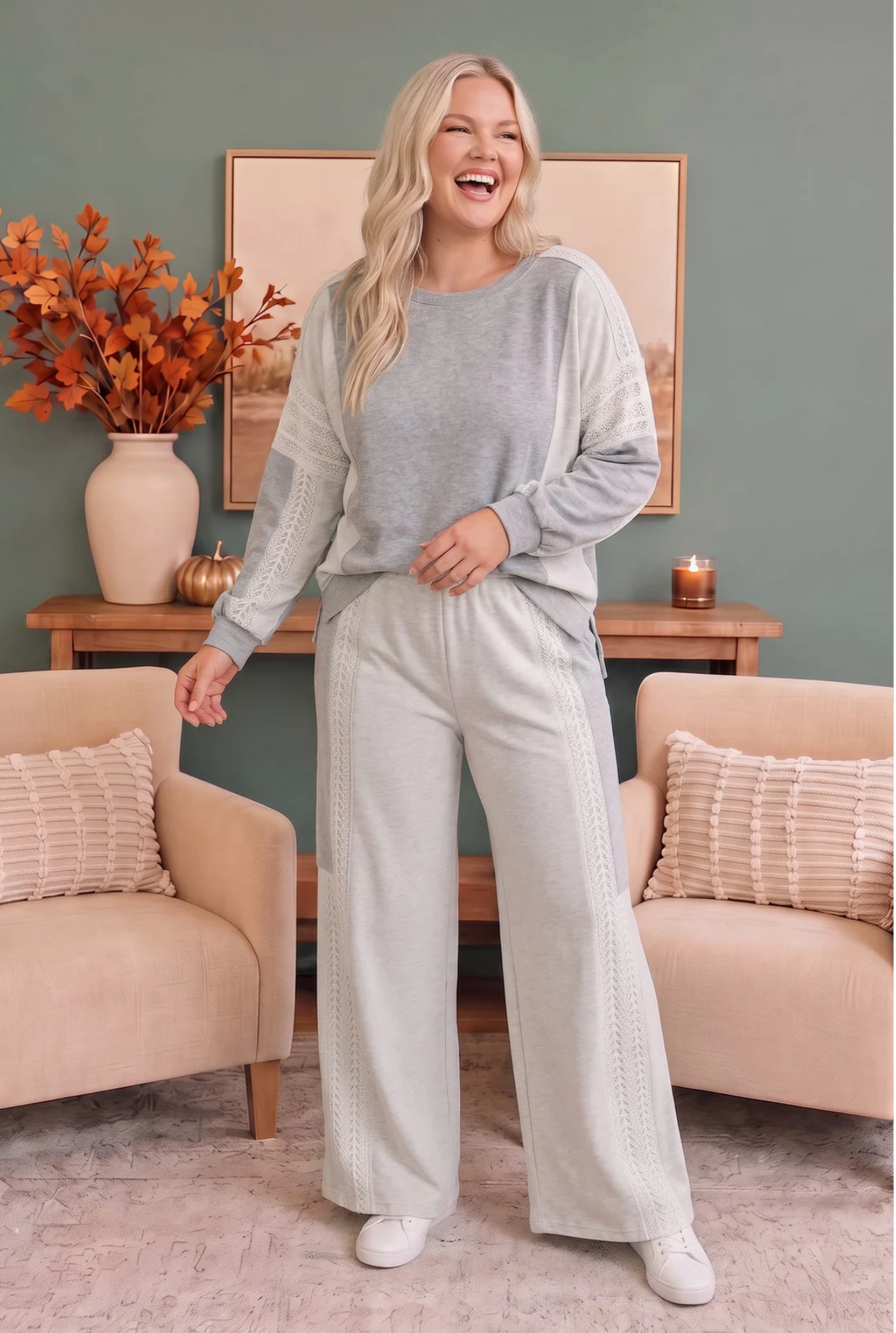 Lounging in Lace Grey Set