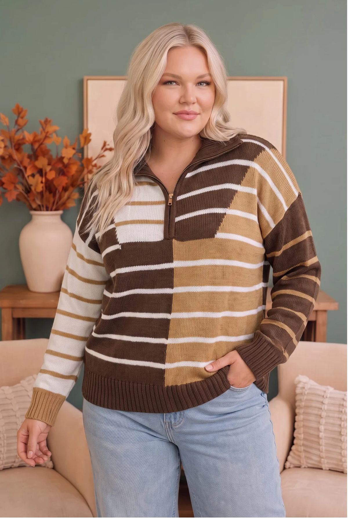 Prep School Chic Quarter Zip Sweater
