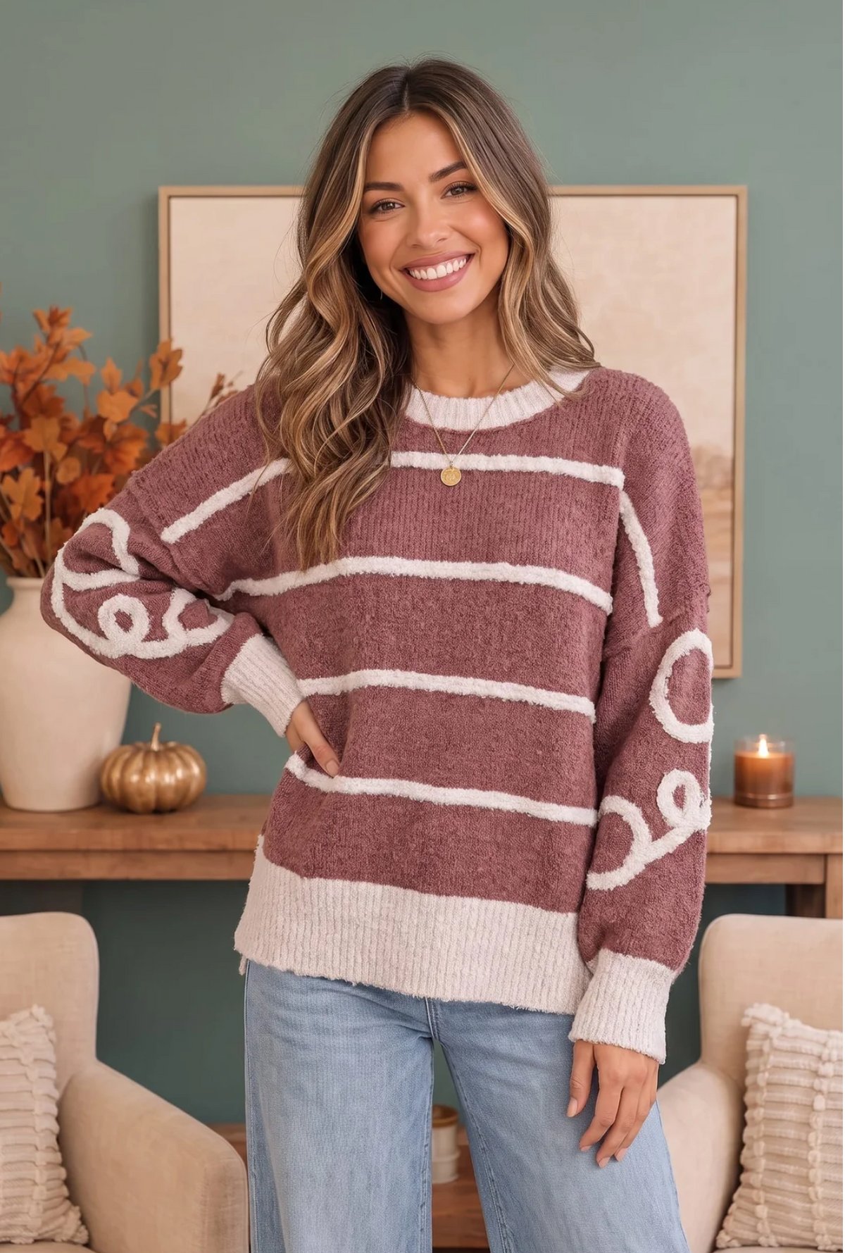 Give it a Twirl Cozy Stripe Sweater