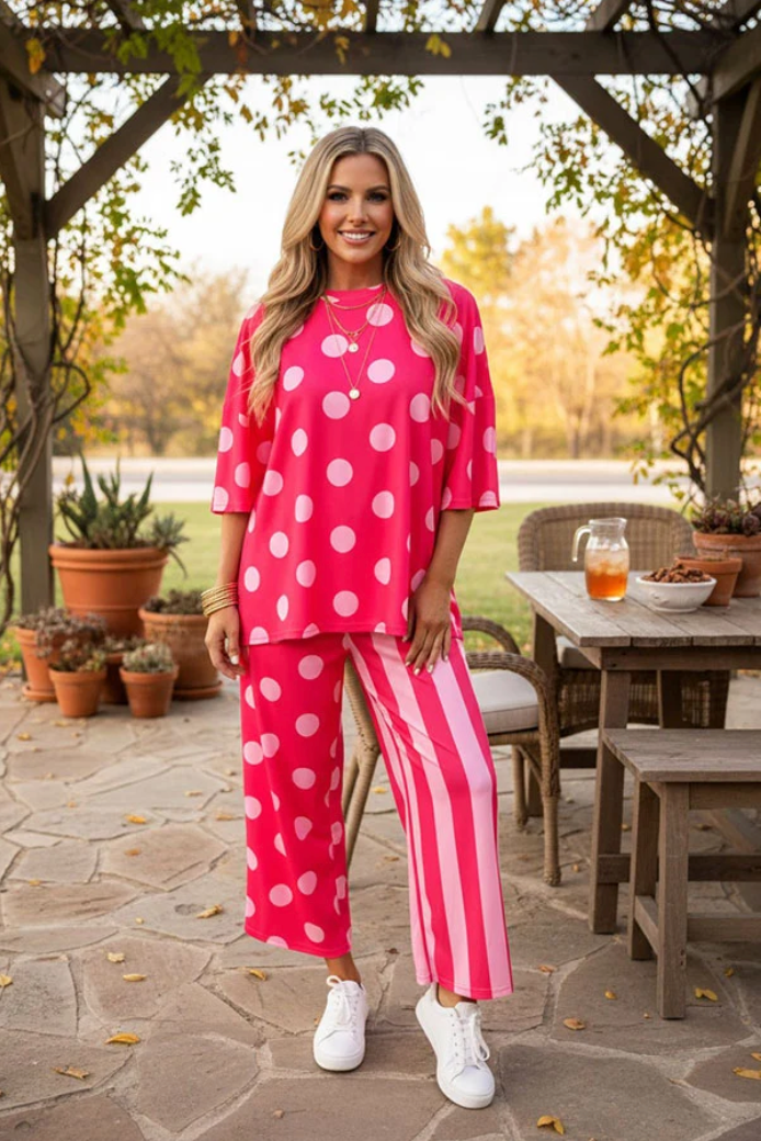 Pretty Mismatch Top And Pant Set - SET115PK