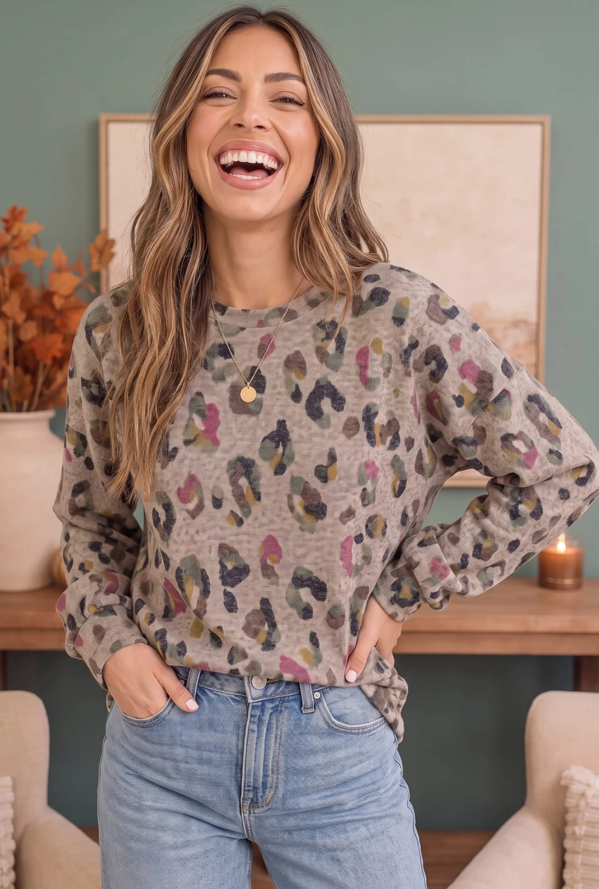 Wild One Colorful Leopard Sweater Top