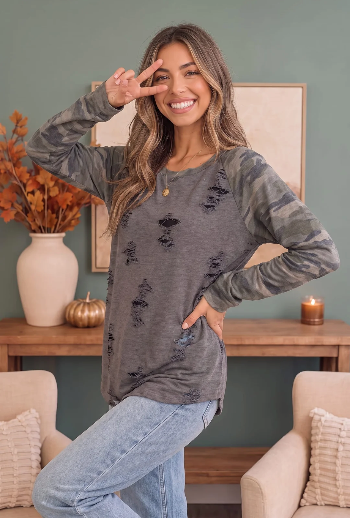 One Tough Cookie Distressed Raglan Top