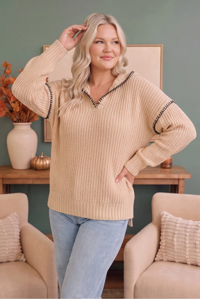 Wrapped in Grace Knit Sweater in Warm Taupe