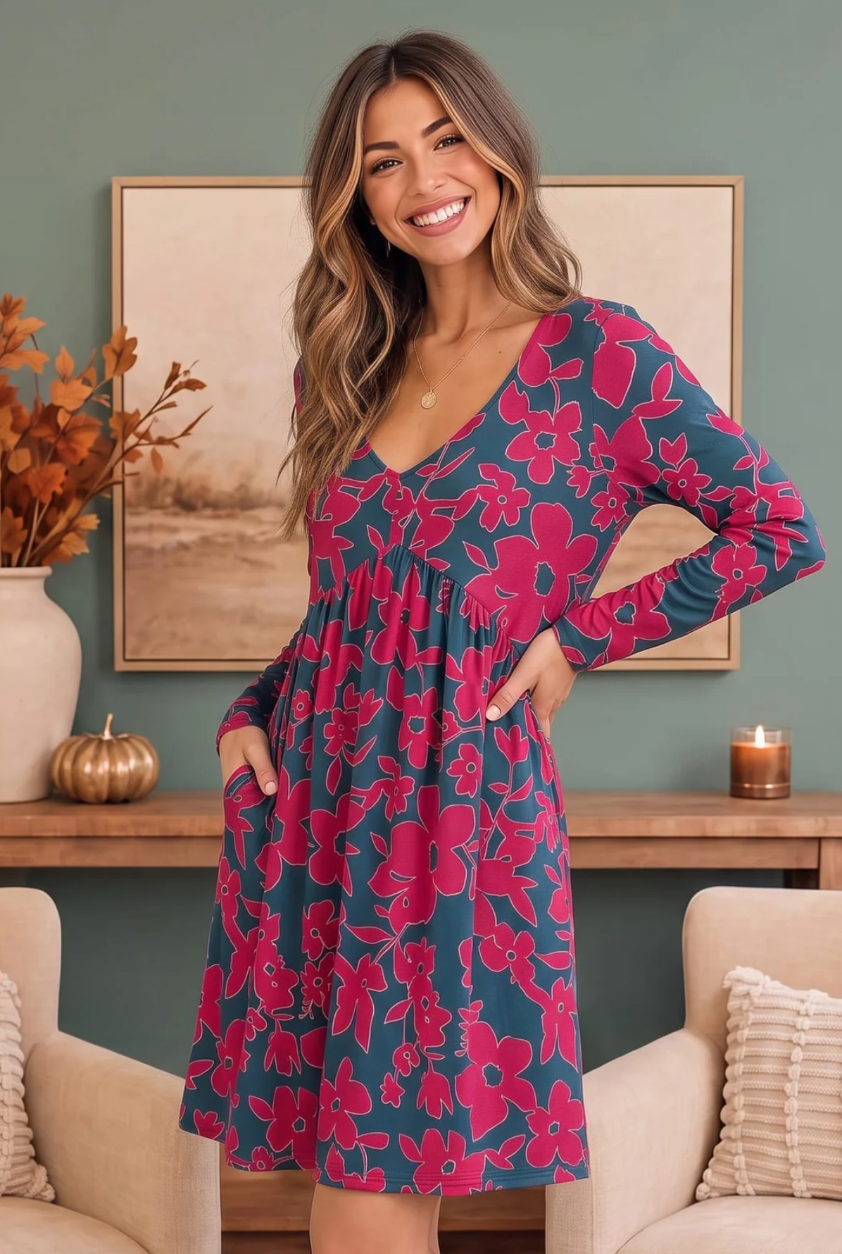 Blooming Beauty Long Sleeve Floral Dress