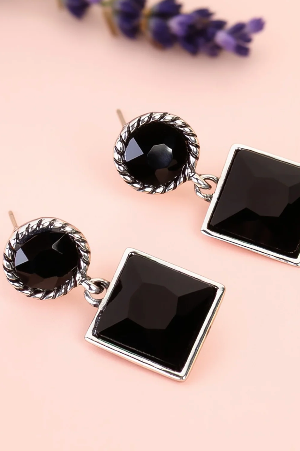 Crystal Black Drop Earrings - YF012BK