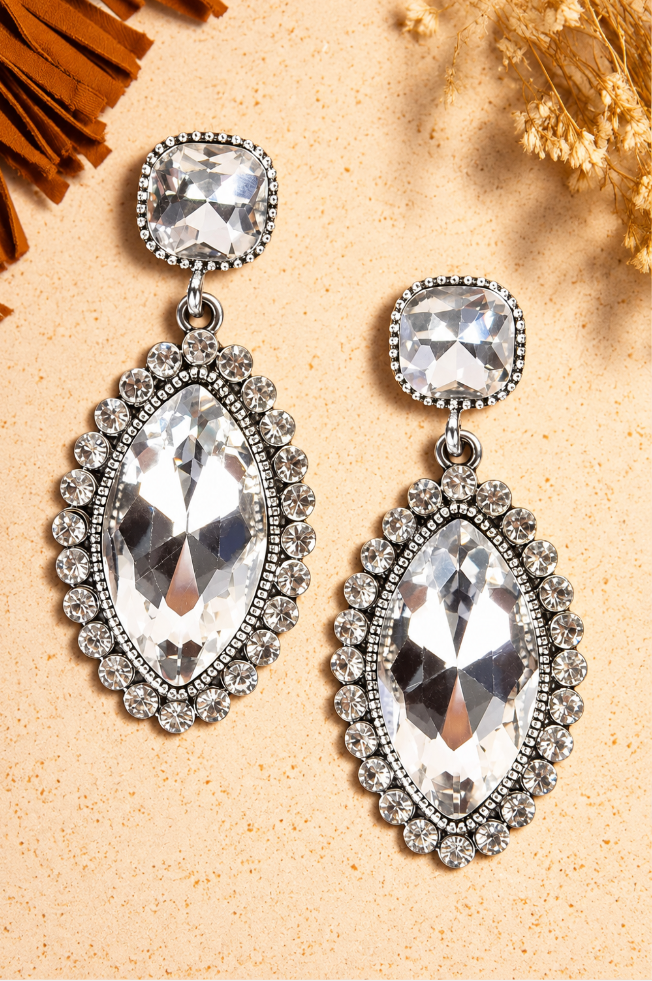 Crystal Clear Drop Earrings - YF013CL