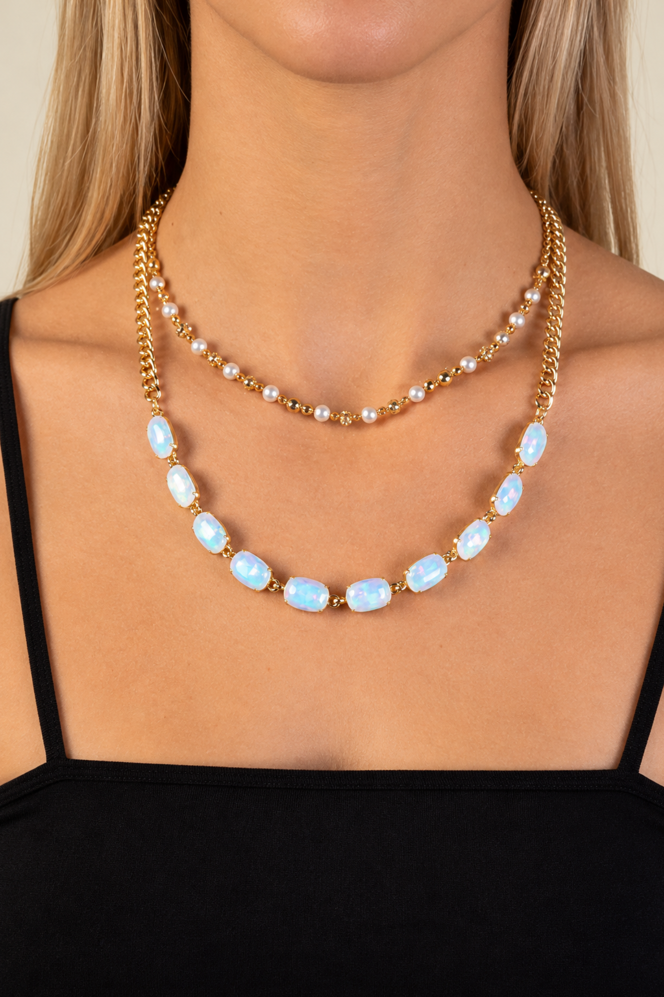 White Crystal Necklace - YF018WH