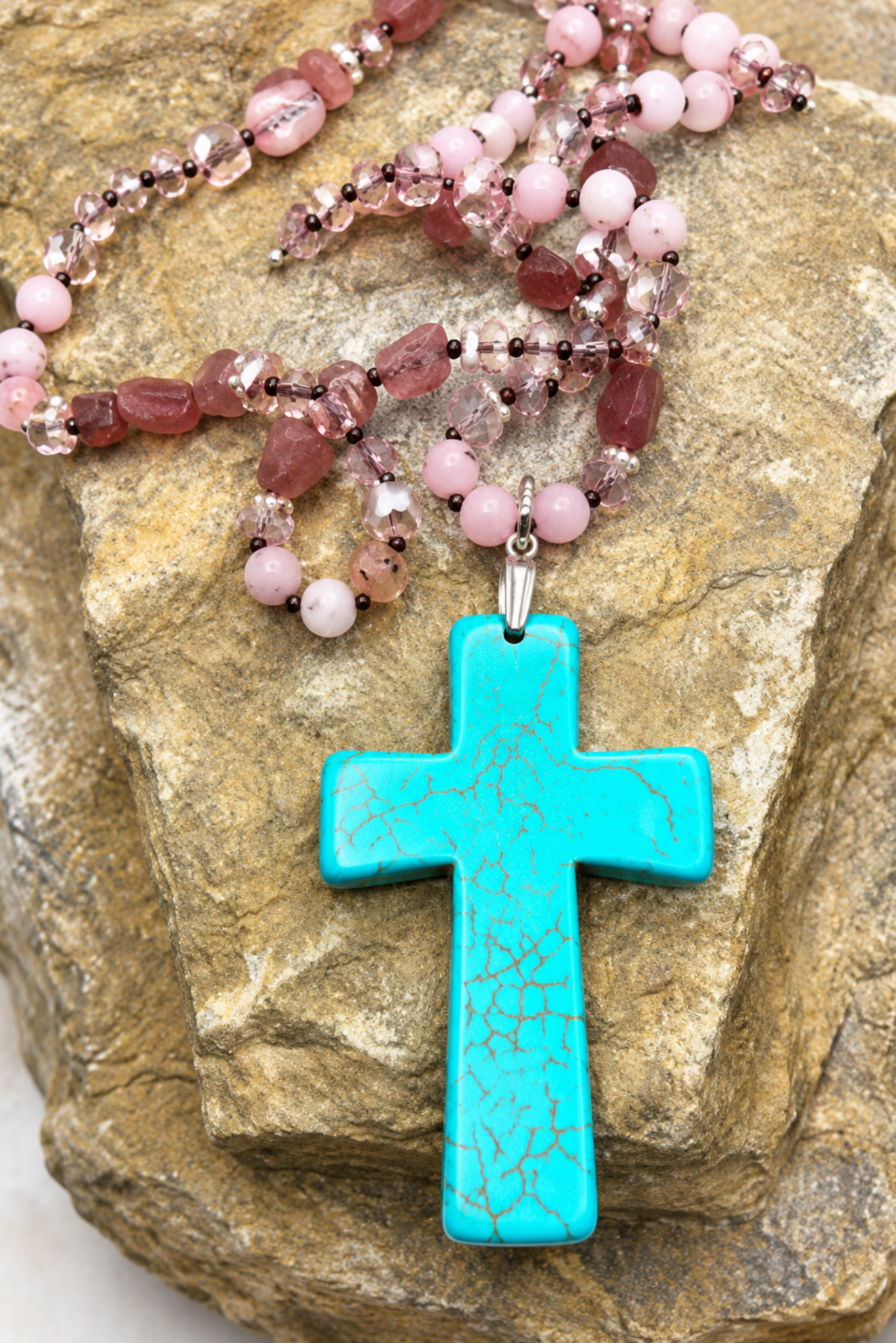 Boho Cross Necklace -  N163TQ