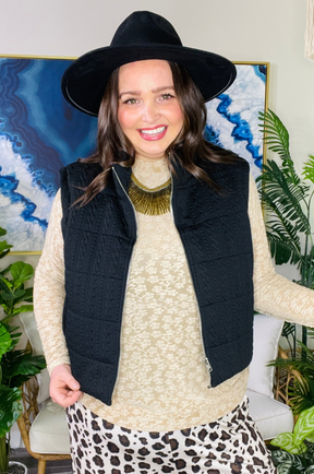 City Chic Quilted Vest - OT222BK
