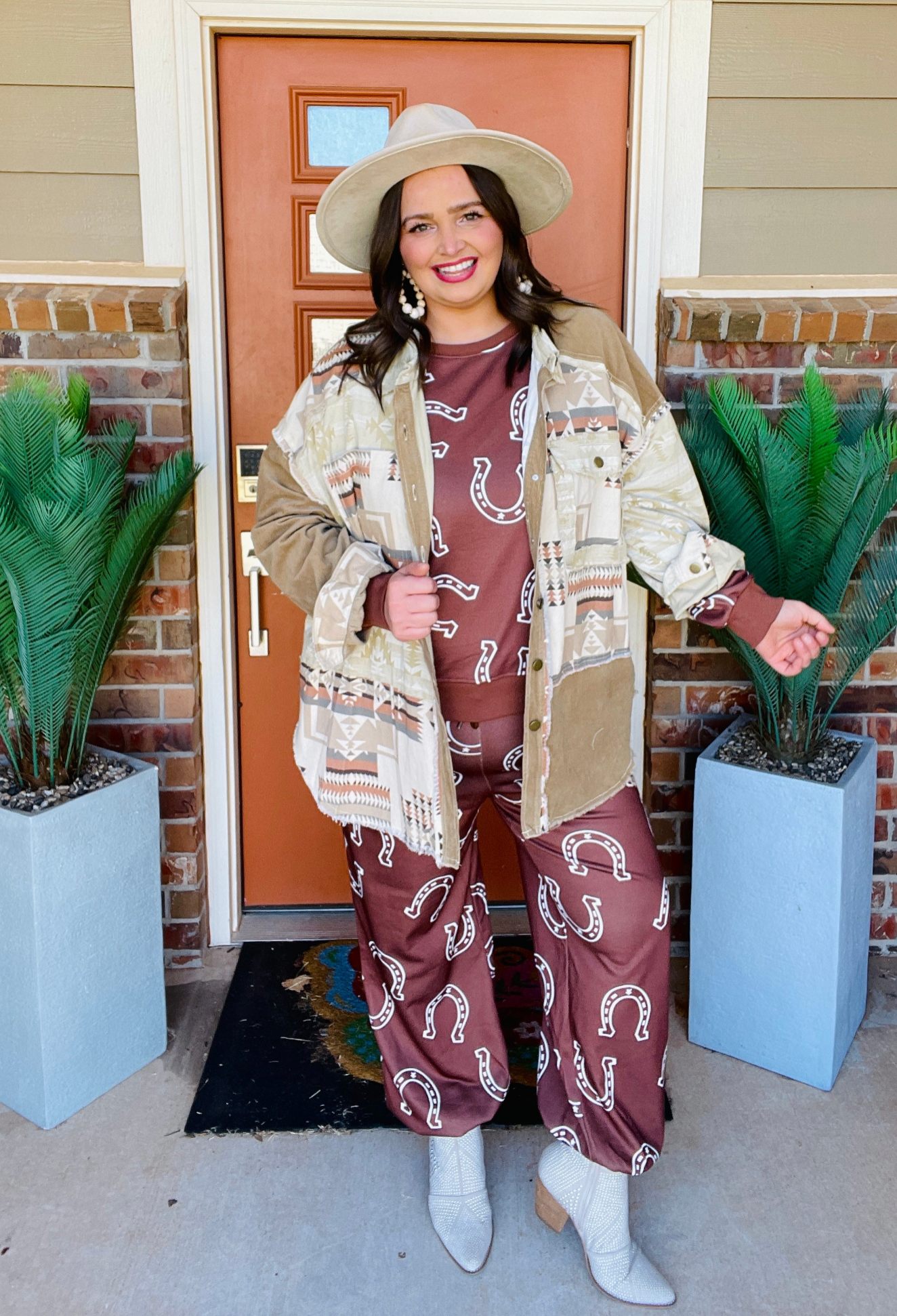 Lucky Trails Brown Top And Pant Set - SET117BR