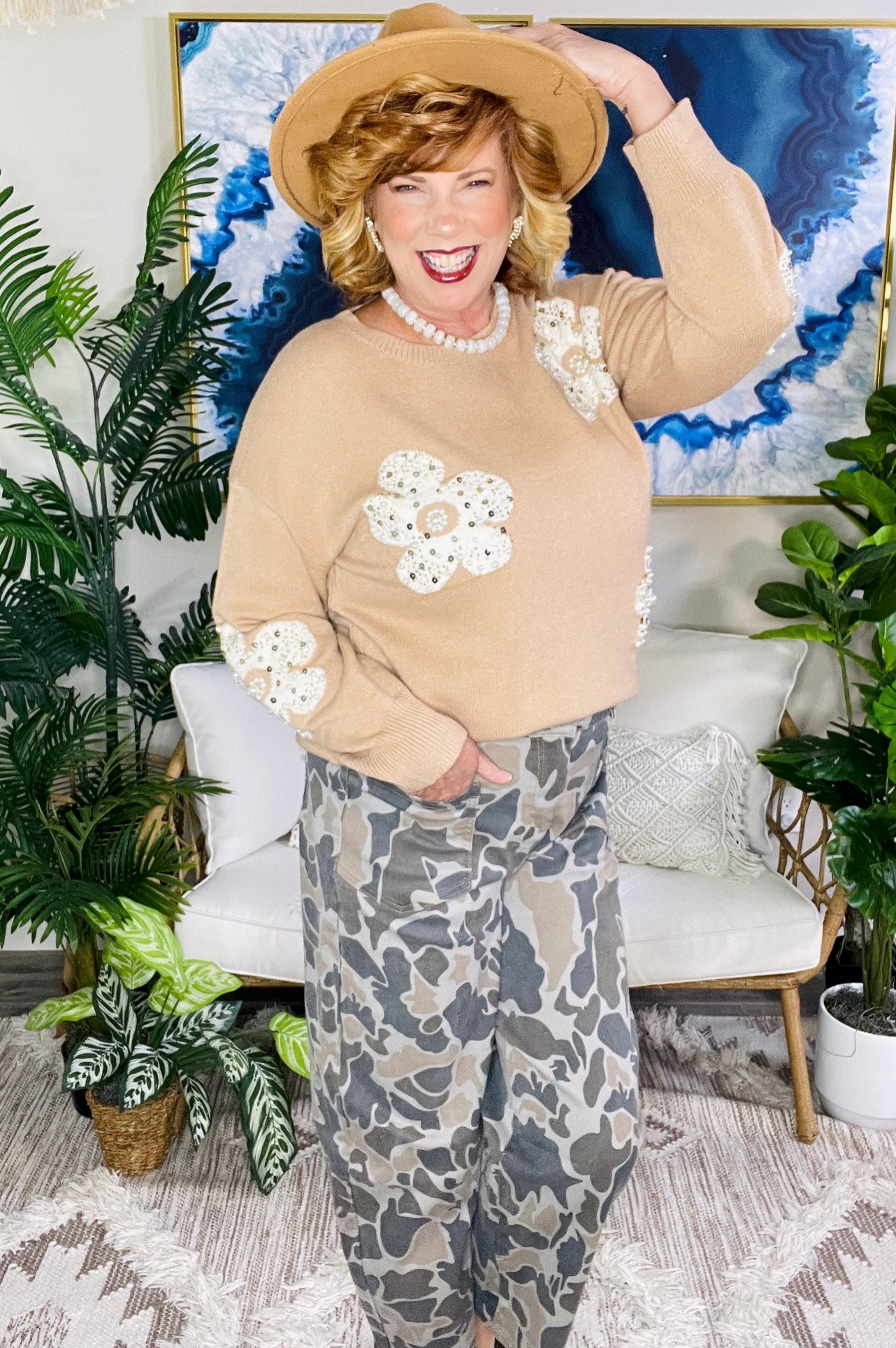 Bling Me Flowers Sweater - T121TN