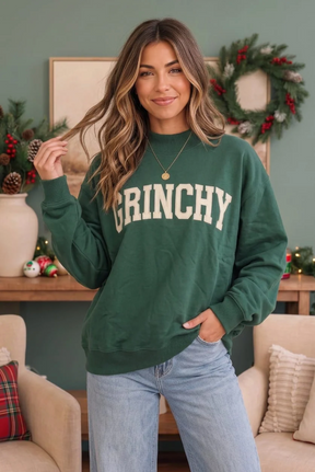 Grinchy Vibes Only Oversized Holiday Sweatshirt