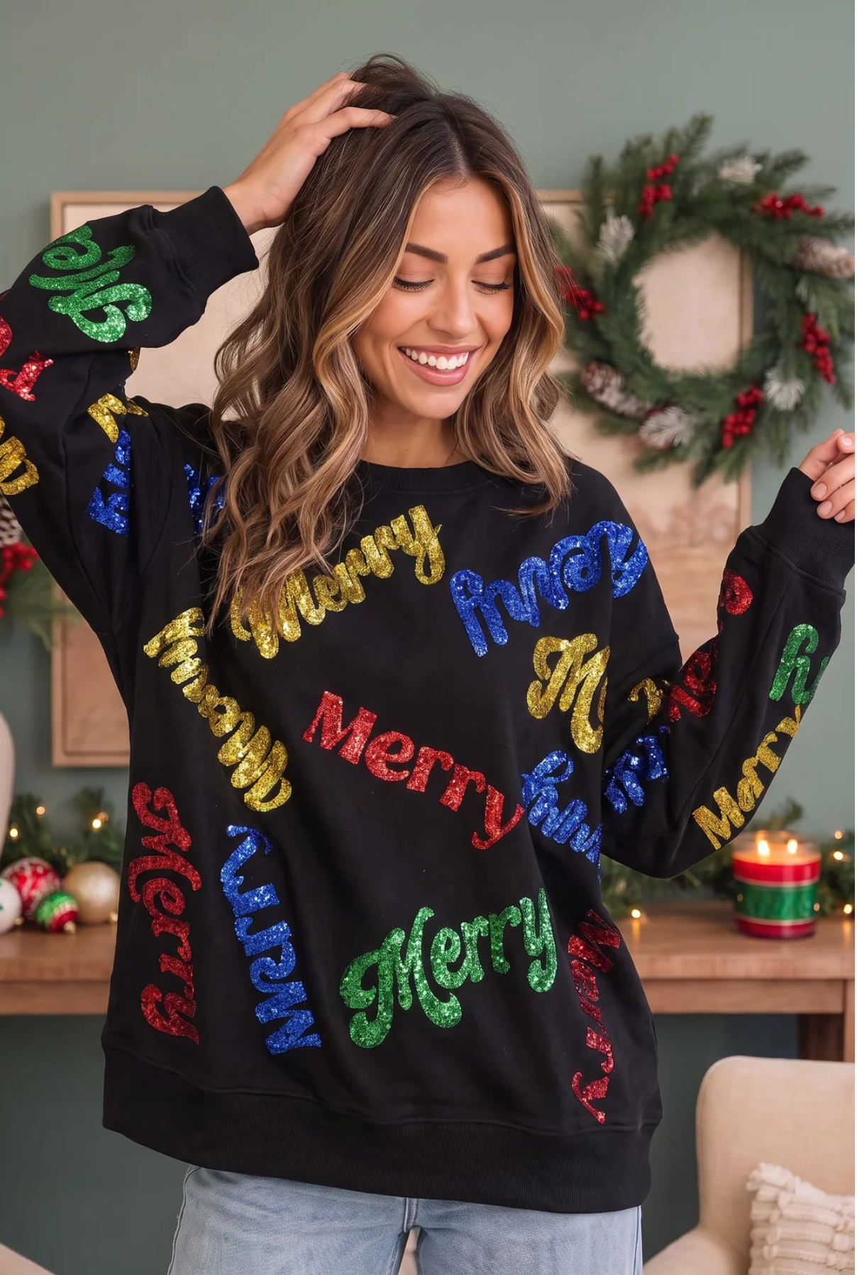 Merry Everything Glitter Sweatshirt