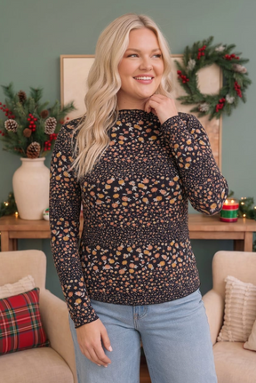 Midnight Garden Long Sleeve Floral Top